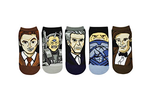 Doctor Who Socks Merchandise (5 Pair) - (Women) Dr Who Gifts Low Cut Socks - Fits Shoe Size: 4-10 (Ladies)
