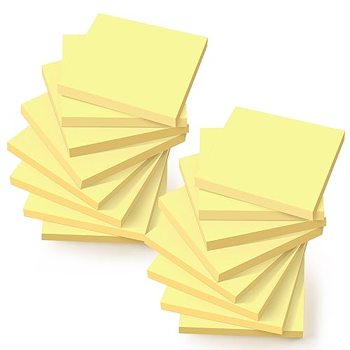 (16 Pack) Sticky Notes 3x3 in Canary Yellow, Clean Removal, Recyclable, Self-Stick Pads, Easy to Post for Home, Office, Notebook