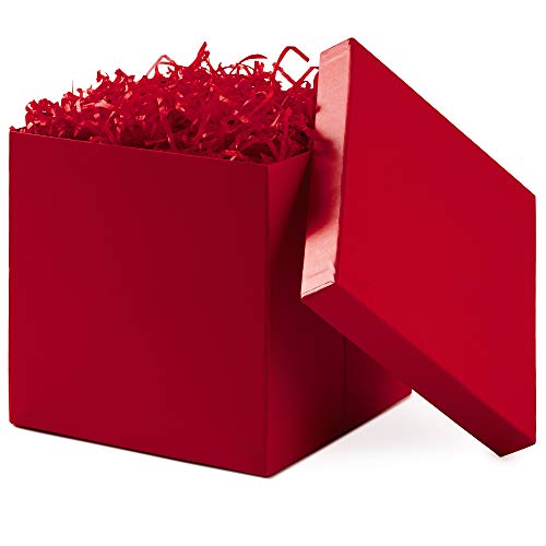 Hallmark Medium Gift Box with Lid and Shredded Paper Fill (Red 7 inch Box) for Birthdays, Graduations, Anniversaries, Christmas, Valentine's Day, All Occasion