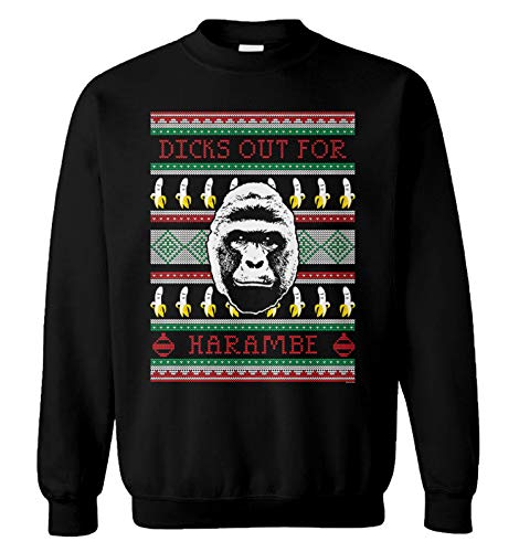 Haase Unlimited Dicks Out For Harambe - Funny Ugly Christmas Unisex Crewneck Sweatshirt (Black, X-Large)