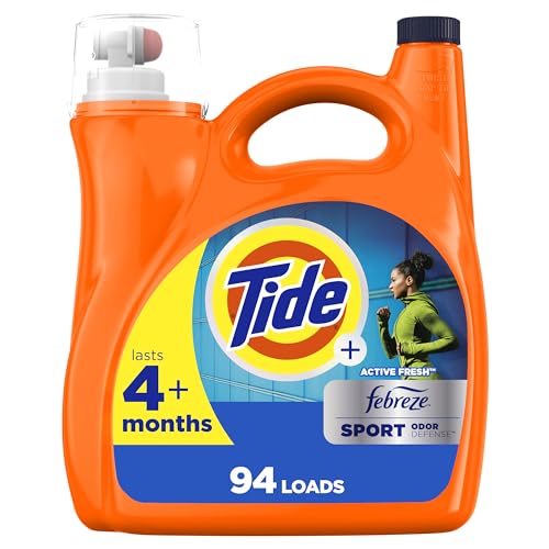 Tide Plus Febreze Sport Odor Defense Liquid Laundry Detergent Soap, HE Compatible, 94 Loads, 132 fl oz