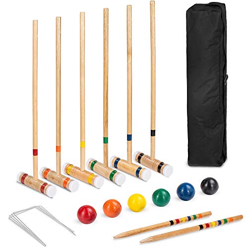 Best Choice Products 6-Player 32in Wood Croquet Game Set, Classic Yard Sport for Backyard, Park w/ 6 Mallets, 6 Balls, Wickets, Stakes, Carrying Bag - Multicolor