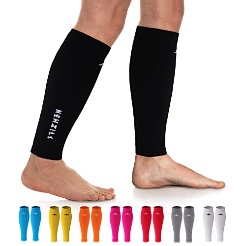NEWZILL Compression Calf Sleeves (20-30mmHg) for Men & Women - Perfect Option to Our Compression Socks - for Running, Shin Splint, Medical, Travel, Nursing, Cycling (L/XL, Solid Black)