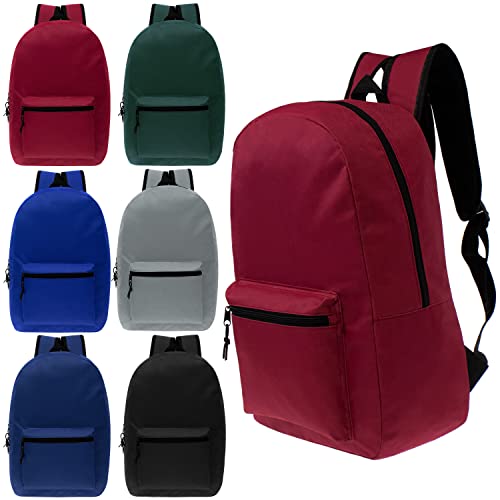 24-Pack 17' School Backpacks for Kids - Backpacks in Bulk for Elementary, Middle, and High School Students, 6 Assorted Colors