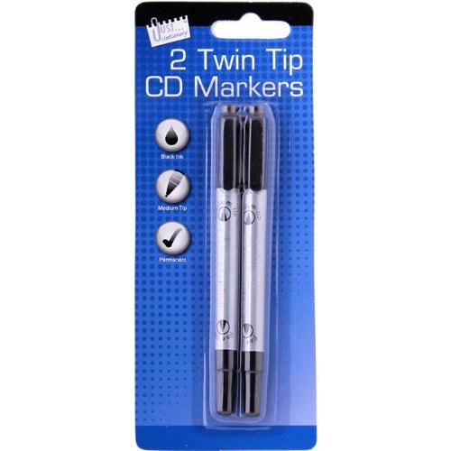 Tallon Twin Tip Cd Dvd Permanent Marker Pens Pack 2 Black