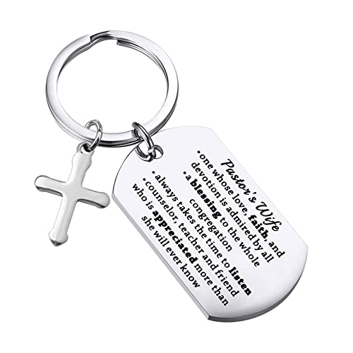 MYOSPARK Pastor Wife Keychain Gift Preacher Wife Gift Pastor Appreciation Gift Christian Jewelry Gift Minister's Wife Gift (Pastor Wife DT)