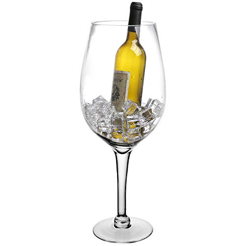 MyGift 20-Inch Giant Clear Decorative Hand Blown Wine Glass Novelty Stemware/Champagne Magnum Chiller