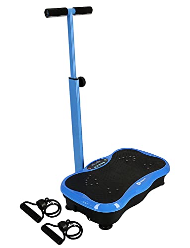 Lifepro Vibration Plate Exercise Machine with Waist-Level Handlebar & Magnetic Acupoints - Powerful Recovery Vibration Platform & Whole Body Vibration Machine for Beginners (Elegant Blue)