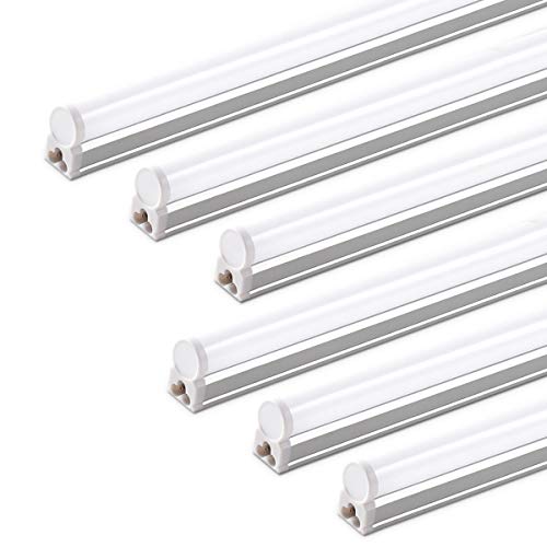 Barrina (6 Pack) LED T5 Integrated Single Fixture, 4FT, 2200lm, 6500K Super Bright White, 20W Utility LED Shop Light, Ceiling and Under Cabinet Light, Corded Electric with ON/Off Switch, ETL Listed