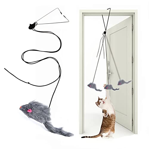Kalimdor Interactive Cat Feather Toys,Retractable Teaser Toy ，Hanging Interactive Toys for Indoor Cats Kitten Play Chase Exercise, Kitten Mental Exercise Toys (1 Pack)