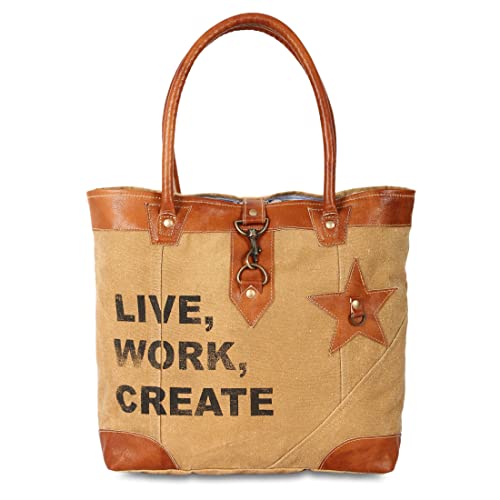 Upcycled Large Canvas shoulder Bag for women canvas tote boho handbag by KPL