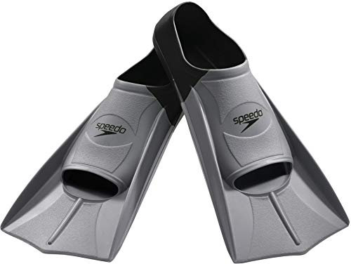 Speedo Unisex-Adult Swim Training Fins Rubber Short Blade,Black/Grey