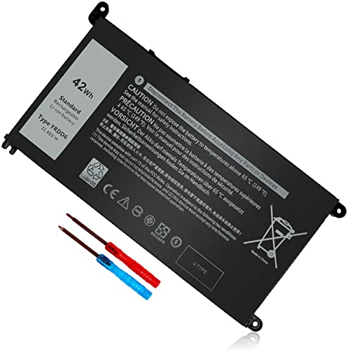 YRDD6 Laptop Battery for Dell Inspiron 3493 3501 3582 3583 3584 3593 3793 5480 5481 5482 5485 5491 5493 5585 5590 5591 5593 5594 5598 7586 OYRDD6 VM732 OVM732 1VX1H 01VX1H（42Wh 11.4V 3-Cell）