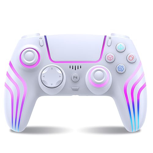 Wireless Controller for PS4 with LED Lighting, Remote Control for PS4 with Double Shock, Six-Axis Sensor, Game Controller for PS4/PS4 Pro/PS4 Slim