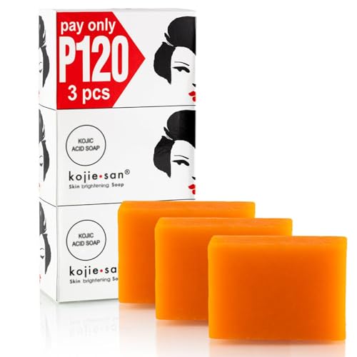Kojie San Skin Brightening Soap – The Original Kojic Acid Soap that Reduces Dark Spots, Hyper-pigmentation, & other types of skin damage – 100g x 3 Bars