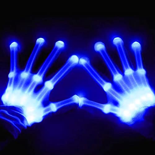 COTRUERE Led Gloves Light Up Cool Finger Toys Christmas Halloween Birthday Party Rave Flashing Gifts for Kids Teens Adults (Blue)