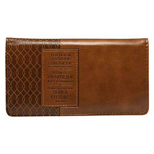 Christian Art Gifts Jeremiah 29 11 Two-tone Checkbook Cover ,Brown ,One Size