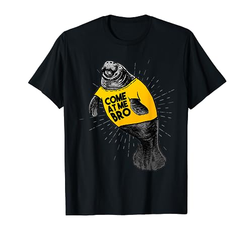 Funny Come At Me Bro Manatee with Yellow Top T-Shirt