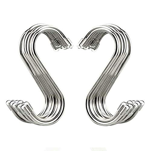 Evob 20 Pack 3.4' S Shaped Hooks Stainless Steel Metal Hangers Hanging Hooks for Kitchen, Work Shop, Bathroom, Garden