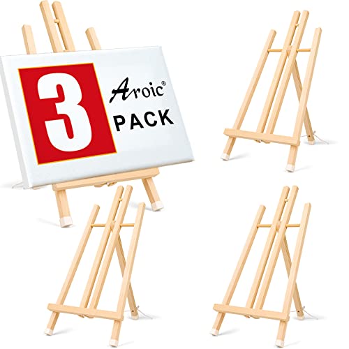 3 Pack 16 Inch Wood Easels, Easel Stand for Painting Canvases, Art, and Crafts, Tripod, Painting Party Easel, Kids Student Tabletop Easels for Painting, Portable Canvas Photo Picture Sign Holder