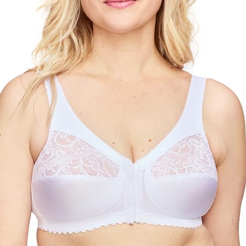 Glamorise Full Figure Plus Size MagicLift Front-Closure Support Bra Wirefree #1200 White
