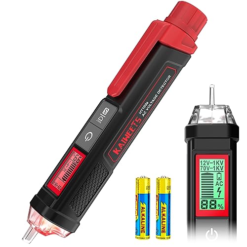 KAIWEETS Voltage Tester/Non-Contact Voltage Tester with Signal Percentage, Dual Range AC 12V/70V-1000V, Live/Null Wire Tester, Electrical Tester with LCD Display, Buzzer Alarm, Wire Breakpoint Finder