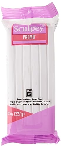 Sculpey Premo Polymer Oven-Bake Clay, White, Non Toxic, 8 oz. bar, Great for jewelry making, holiday, DIY, mixed media and home décor projects. Premium clay Great for clayers and artists.