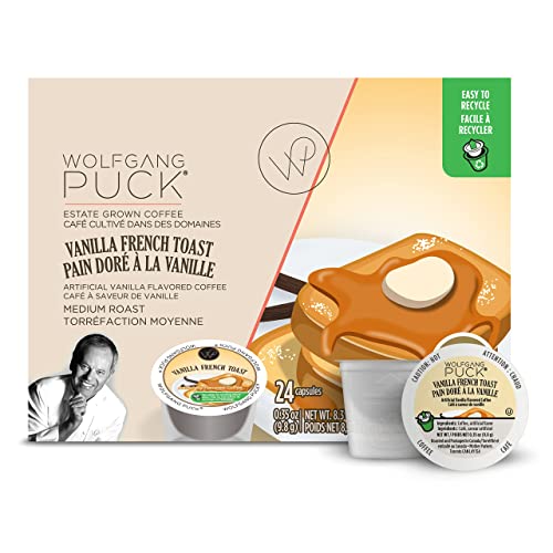 Wolfgang Puck Coffee Single Serve Capsules, Medium Roast, Compatible with Keurig K-Cup Brewers, Vanilla French Toast 24 Count