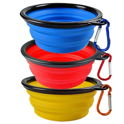 Mr. Peanut's Collapsible Dog Bowls, Set of 3 Colors, Dishwasher Safe BPA Free Food Grade Silicone Portable Pet Bowls, Foldable Travel Bowls for Feed & Water on Journeys, Hiking, Kennels & Camping