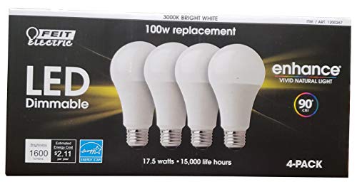 Feit Electric Led 100 W Dimmable Replacement Bright White Netcount, 4 Count (Pack of 1)