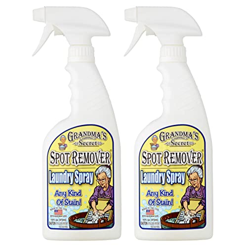 Grandma's Secret Spot Remover Laundry Spray - Chlorine, Bleach and Toxin-Free Fabric Stain Remover for Clothes - Removes Oil, Paint, Blood and Pet Stains - 16 Oz, 2 Pack