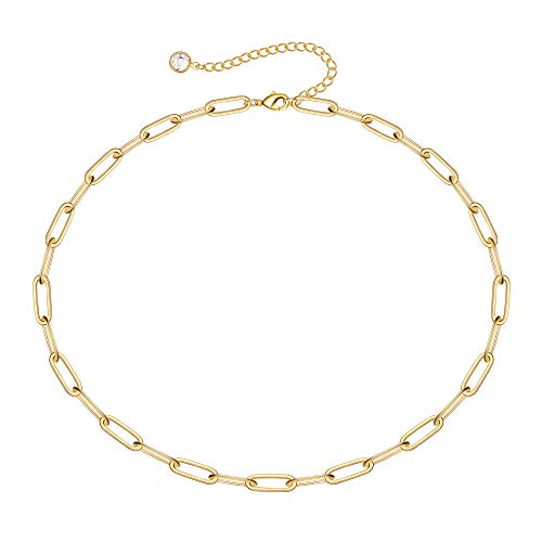 Thick Gold Link Choker necklace - 14K Gold Link Chain Necklace Gold Filled Chain Thick Rectangle Chain Choker Necklaces for Women
