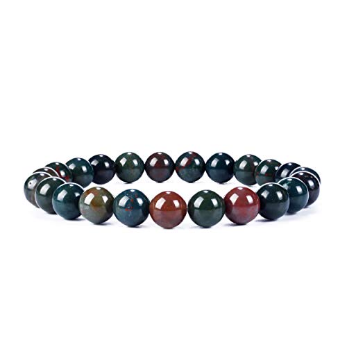 Cherry Tree Collection - Small, Medium, Large Sizes - Gemstone Beaded Bracelets For Women, Men, and Teens - 8mm Round Beads (Bloodstone - Medium)