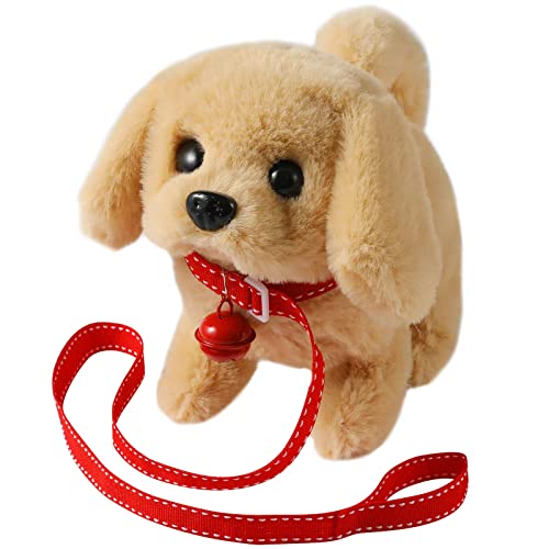 KSABVAIA Plush Golden Retriever Toy Puppy Electronic Interactive Dog - Walking, Barking, Tail Wagging, Stretching Companion Animal for Kids Toddlers
