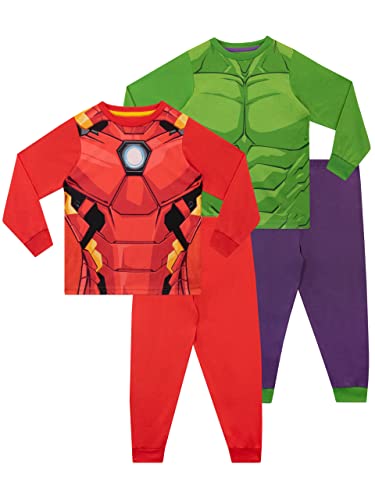 Marvel Pajamas | Hulk and Iron Man Boys' Pajama Sets | Avengers Pjs for Kids | 2 Pack Long Sleeve Pj Set Size 5 Multicolored