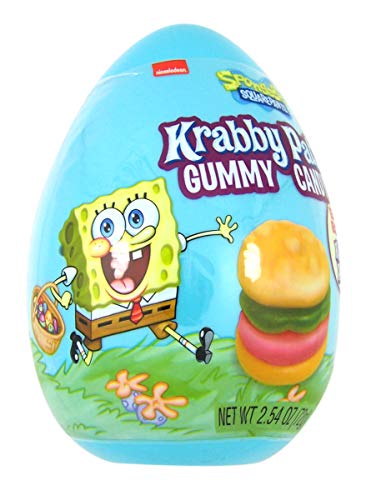 Spongebob Squarepants Gummy Krabby Patty Candy Filled Easter Eggs Basket Stuffer for Kids, 2.54 Ounce