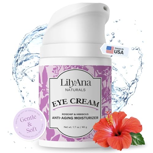 LilyAna Naturals Eye Cream for Dark Circles and Puffiness, Under Eye Cream for Wrinkles and Bags, Anti Aging Eye Cream helps Improve Dryness; for Sensitive Skin - 1.7 oz - Made in USA