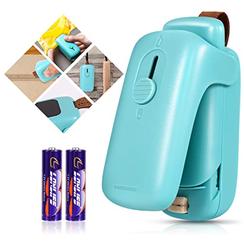 Mini Bag Sealer, ROMSTO Handheld Heat Vacuum Sealer, 2 in 1 Sealer and Cutter with Lanyard, Portable Resealer Machine for Plastic Bags Food Storage Snacks Freshness (2xAA Batteries Included)