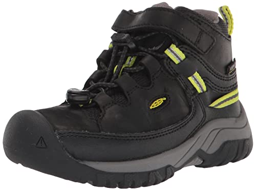 KEEN Big Kid's Targhee Mid Height Waterproof Hiking Boots, Black/Steel Grey, 4 BK (Big Kid's) US
