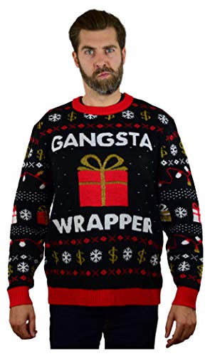 Tstars Gangsta Wrapper Ugly Christmas Sweater Funny Holiday Men Women Sweaters Medium Multicolor