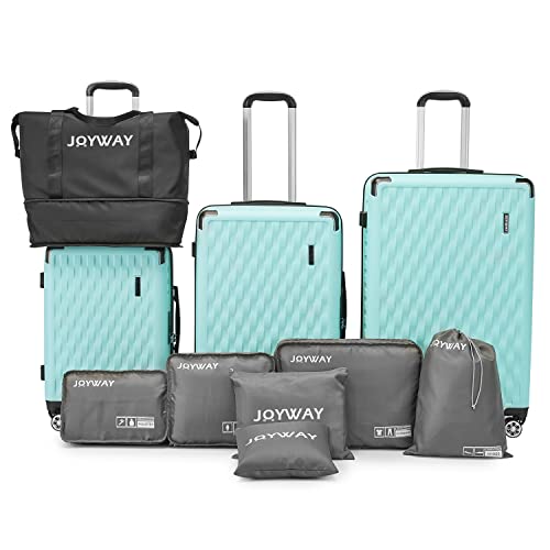 Melalenia Luggage 10 Piece Sets Clearance,Large Travel Suitcase Set Spinner Wheels with TSA Locks,Hard Shell Luggage Sets for Women (10Pcs Green)