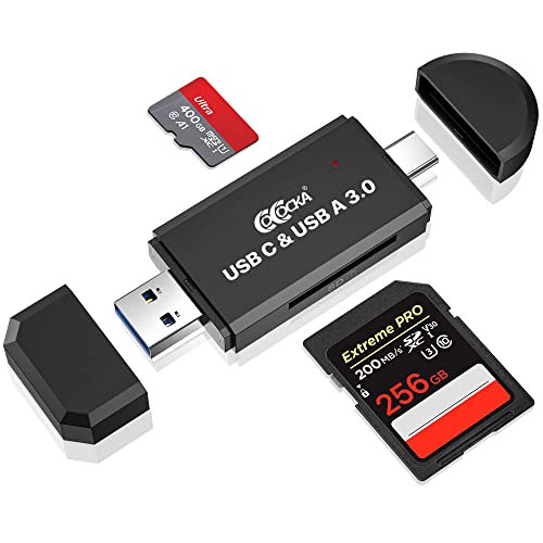 COCOCKA USB 3.0 SD and USB C Flash Memory Card Reader, Camera SD Card Adapter Converter for SDXC SDHC SD MMC TF RS- MMC Micro SDCard and UHS-I Cards Windows Smartphone Computer Laptop