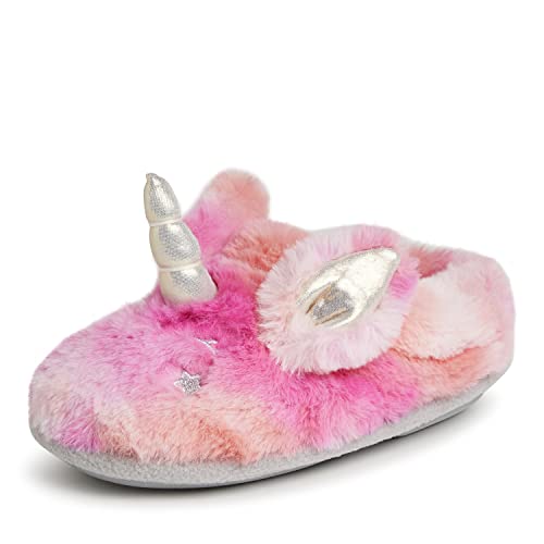 Dearfoams Easter Basket Stuffers Gifts for Kids Washable Animal Critter Slippers, Unicorn, 11-12 Toddler