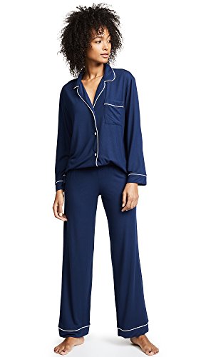 Eberjey womens Gisele Two-piece Long Sleeve & Pant Pj Pajama Set, Navy/Ivory, Medium US