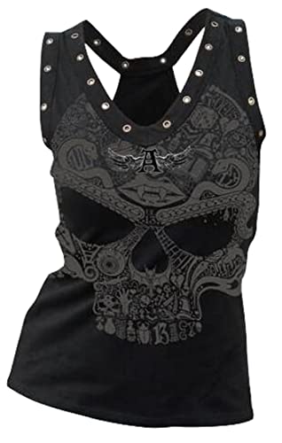 Fensajomon Skull Shirts for Women Tank Tops Sleeveless Workout Summer Printed Loose Running T-Shirt 1 XL