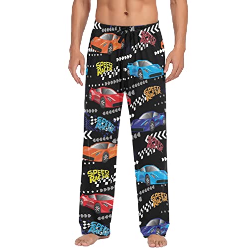 Red Blue Sportcar Truck Pajama Pants Cracked Arrow Race Cars Men's Pajama Bottoms Lounge Sleepwear PJs Sleep Pants L