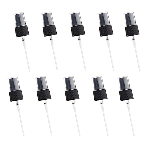 VASANA 12PCS 20mm Black Spray Top Fine Mist Sprayer Plastic Spray Top for Essential Oil Bottles Reuse Replacement Pump Top with Clear Lid