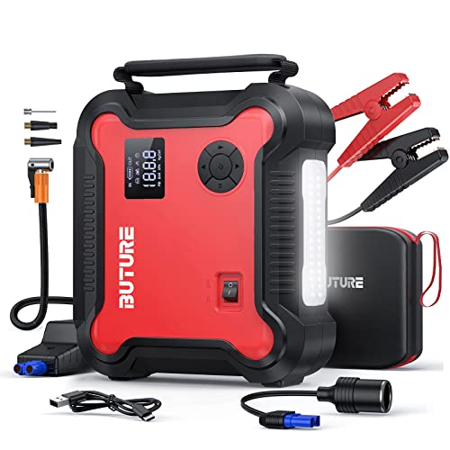 Portable Car Jump Starter with Air Compressor, BUTURE 150PSI 4500A 26800mAh Booster Pack (All Gas/8.0L Diesel) Digital Tire Inflator, Fast Battery Charger 3.0 with 160W DC Out, Emergency Light