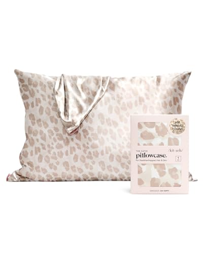 Kitsch Satin Pillowcase for Hair and Skin - Softer Than Silk Pillow Cases for Hair and Face | Cooling Satin Pillowcase | Pillow Case Cover with Zipper | Satin Pillow Cases Standard Size, Leopard