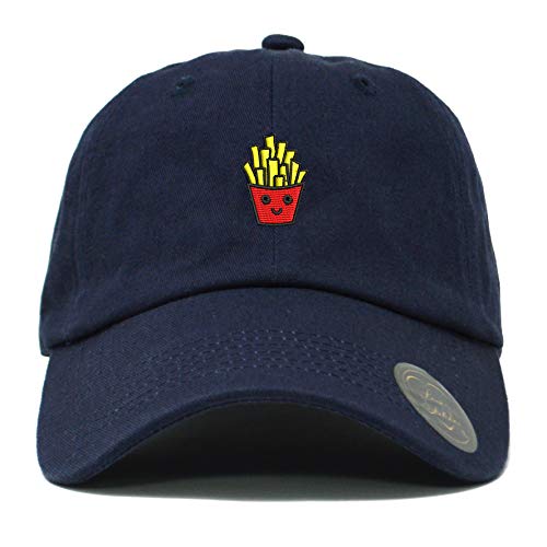 Love Sketches French Fries Embroidered Classic Polo Baseball Cap Low Profile Dad Cap Hat (Navy)